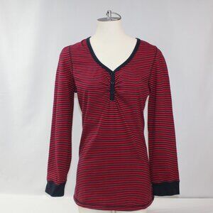 Bitten by Sarah Jessica Parker Red‎ & Blue Long Sleeve Henley Size L